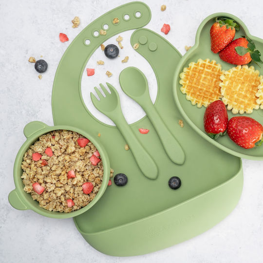 AppeKids Feeding Set made of Silicone Green 5pcs