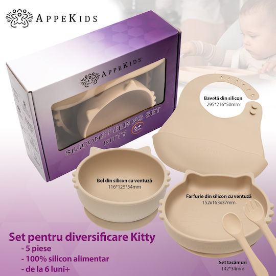 AppeKids Set Essgeschirr aus Silikon Beige 6Stück