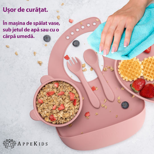 AppeKids Σετ Φαγητού από Σιλικόνη Ροζ 6τμχ