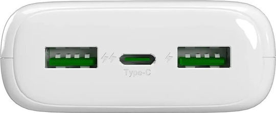 Puro Daily 20 Plus Power Bank 20000mAh 22.5W με 2 Θύρες USB-A και Θύρα USB-C Power Delivery Λευκό