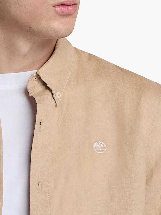 Mill Long-sleeved Linen Shirt Floral Beige