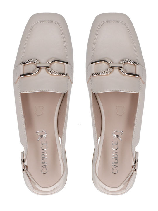 Δερμάτινες Γυναικείες Μπαλαρίνες Slingback Μπεζ