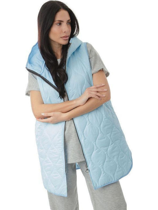 Women's Long Puffer Jacket for Winter Blue