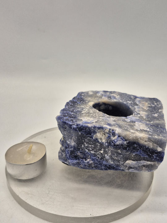 Candle Holder Raw Sodalite Base Crystal Palace
