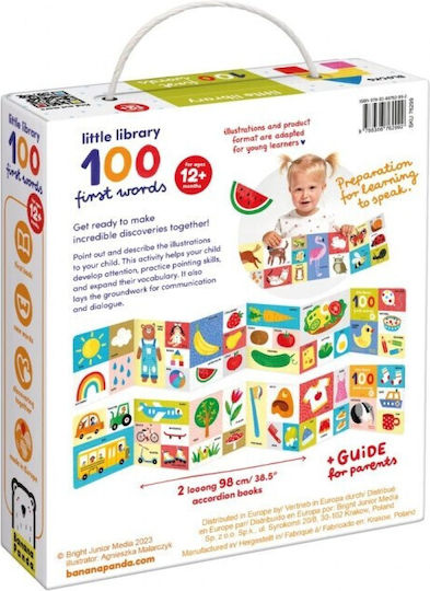Banana Panda 2 Große Bildungs-Akkordeonbücher Kleine Bibliothek 100 Erste Wörter 12m+