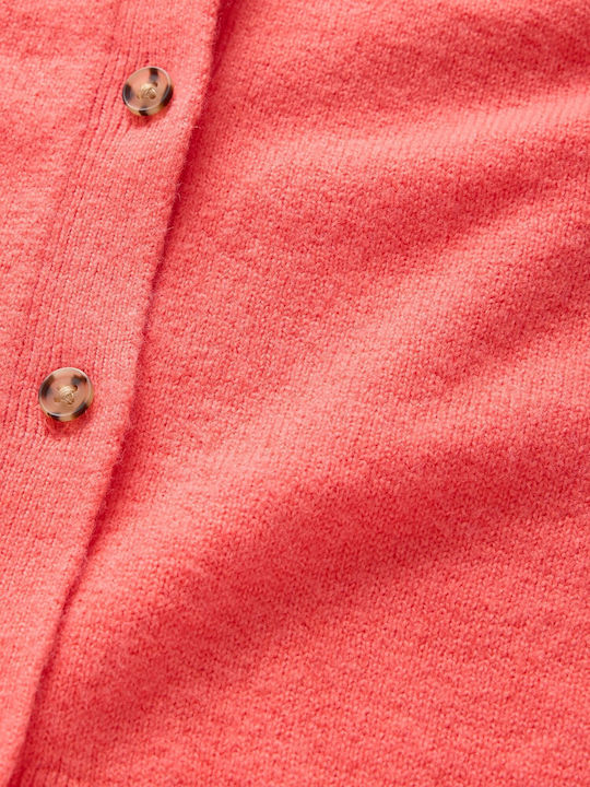 Lange Gestrickte Damen Strickjacke mit Knöpfen Korallenrosa