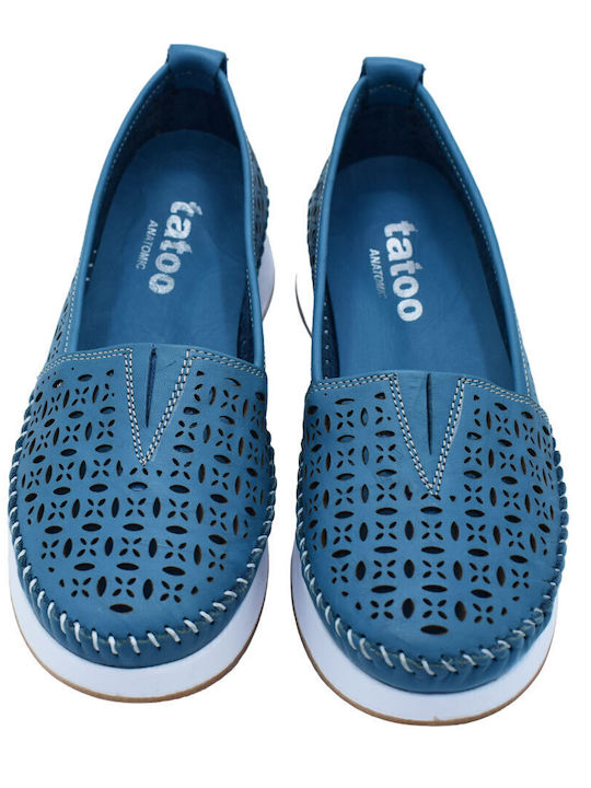Ανατομικά Γυναικεία Slip-On Δερμάτινα Μπλε