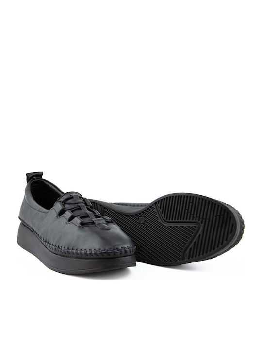 Ανατομικά Γυναικεία Slip-On Δερμάτινα Μαύρα
