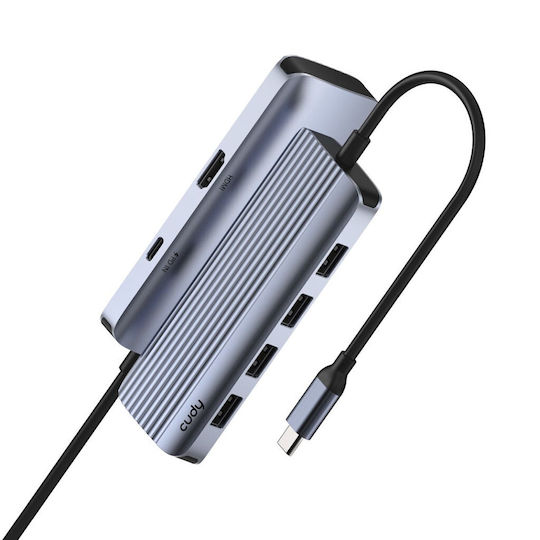Cudy UH500 USB-C Докинг станция с HDMI 4K PD Етърнет Сив