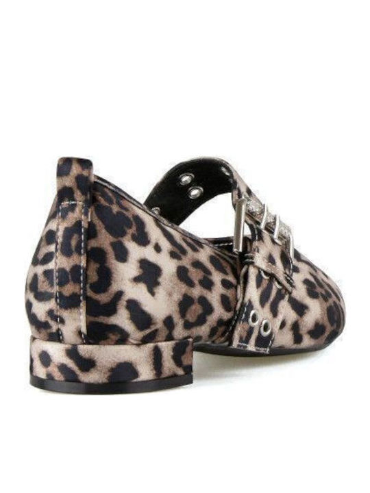 Leopard Ballerinas With strap Multicolour