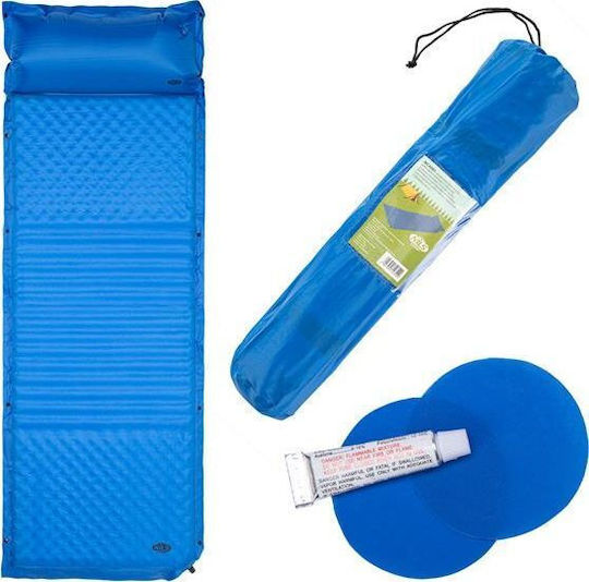Nils Self-Inflating Single Camping Sleeping Mat 190x63cm Thickness 3.8cm in Blue color