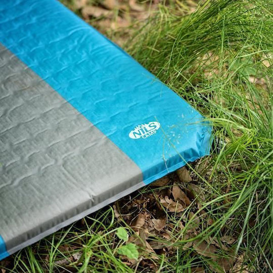 Nils Self-Inflating Single Camping Sleeping Mat 195x60cm Thickness 5cm in Blue color