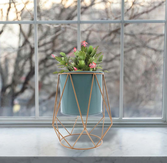 Uncle George Planter Metal Green with Stand 21.5x21.5x23.5cm.