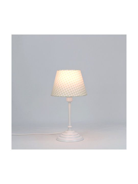 Veis Metal Vintage Table Lamp for Socket E14 with Green Shade and White Base