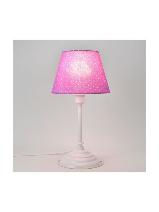 Veis Metal Vintage Table Lamp for Socket E14 with Fuchsia Shade and White Base