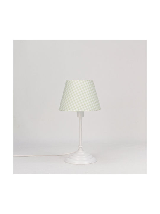 Veis Metal Vintage Table Lamp for Socket E14 with Green Shade and White Base