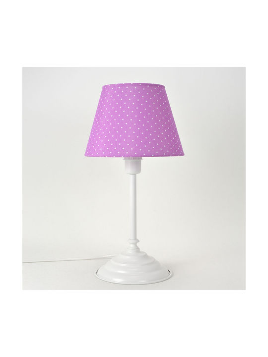 Veis Metal Vintage Table Lamp for Socket E14 with Fuchsia Shade and White Base