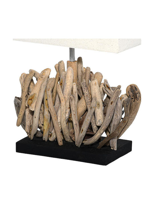 Fylliana Dante Wood Table Lamp for Socket E27 with Beige Shade and Base