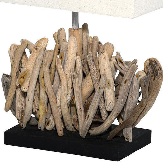 Fylliana Dante Wood Table Lamp for Socket E27 with Beige Shade and Base