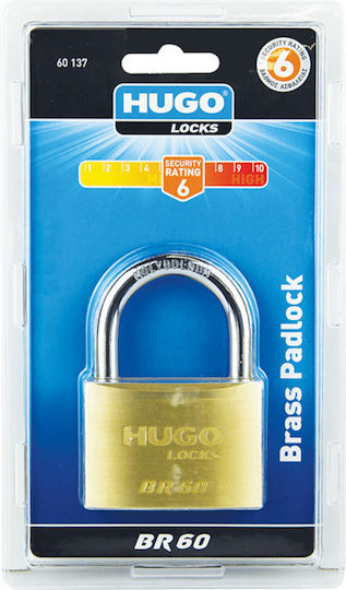 Hugo Locks BR 30 Steel Padlock Brass with Key 30mm 1pcs