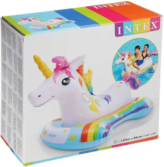 Intex Παιδικό Φουσκωτό Στρώμα Θαλάσσης Unicorn με Χειρολαβές 163x86cm