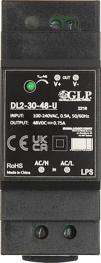 Dl2-30-48-u Power Supply Glp/dl2 LED Power Supplies Glp 48V 0.75A 36W Din Rail PS