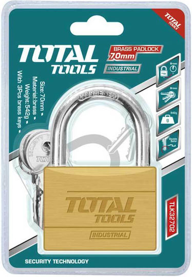 Total Steel Padlock Brass with Key 70mm 1pcs