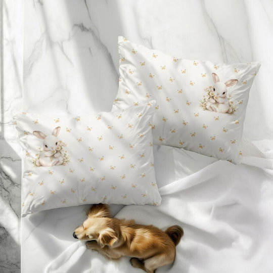 Set 2 Easter Pillowcases Bunnies Butterflies 50x70cm Ginny