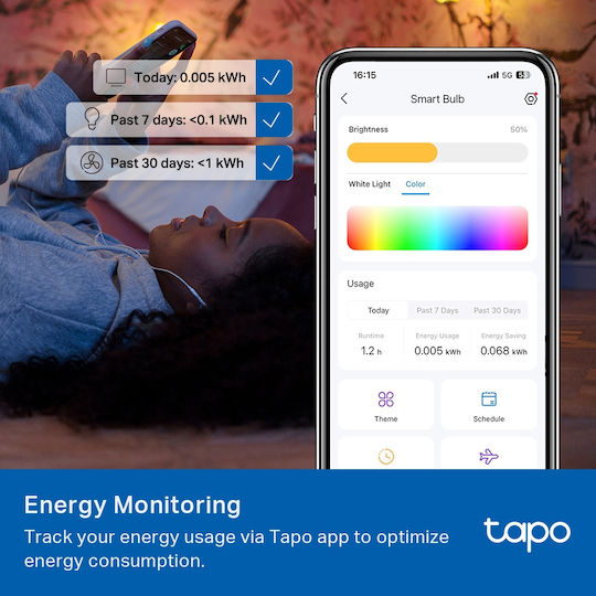 TP-LINK Smart Bulb Tapo L535E v1 LED 8.6W for E27 Socket RGBW 1055lm