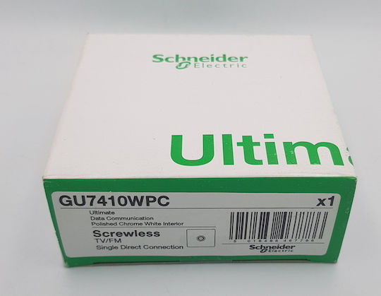 Ultimate Screwless Flat Plate Tv Fm Socket Coaxial White Chrome