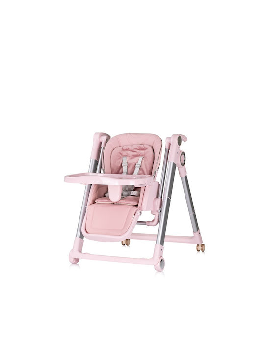 Chipolino Super Chef Foldable Baby Highchair 2 in 1 with Adjustable Height Pink Marshmallow