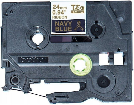 Brother P-touch 24mm Dark Blue Gold Ribbon Tape