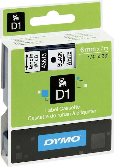 Dymo D1 43613 Label Maker Tape 1m x 6mm in White Colour 5 Pieces Compatible with Dymo D1
