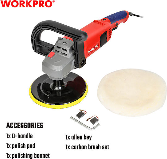 WorkPro WP472404 Rotationspolierer Polierer 1400W mit Drehzahlregelung