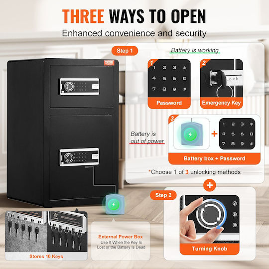 Value Safe 2 Uses Combination Lock Key 700 X 420 X 380 Mm Thickness 3 Mm Alarm