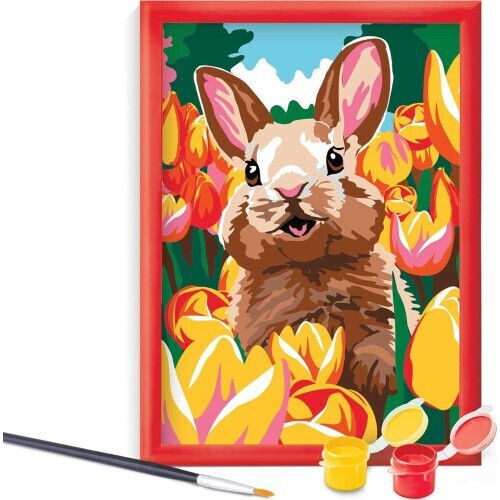 HappiHobbi Ζωγραφική Paint & Frame Paint By Numbers Cheerful Bunny για Παιδιά 8+ Ετών