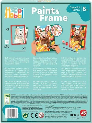 HappiHobbi Ζωγραφική Paint & Frame Paint By Numbers Cheerful Bunny για Παιδιά 8+ Ετών