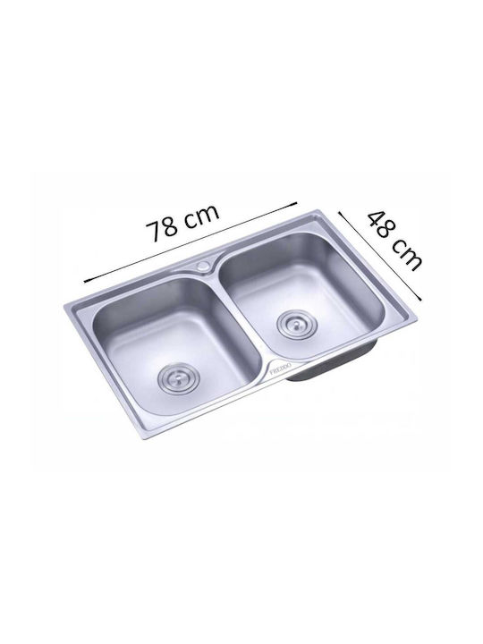Freddo Ένθετος Νεροχύτης Inox Μ78xΠ48cm Ασημί