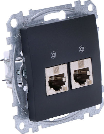 Schneider Electric Διπλή Πρίζα Δικτύου RJ45 χωρίς Πλαίσιο σε Μαύρο Χρώμα SDD114462S