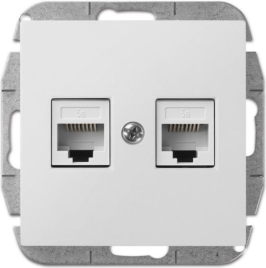 Elektro Plast Διπλή Εξωτερική Πρίζα Δικτύου RJ45 Τύπου Cat5e σε Λευκό Χρώμα 1449-10
