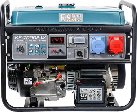 Könner & Söhnen Three-phase Generator Gasoline Four-stroke with Handle and Maximum Power 5kVA