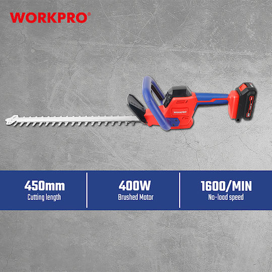 WorkPro Solo Hedge Trimmer Battery 20V with Blade 45cm WP391613