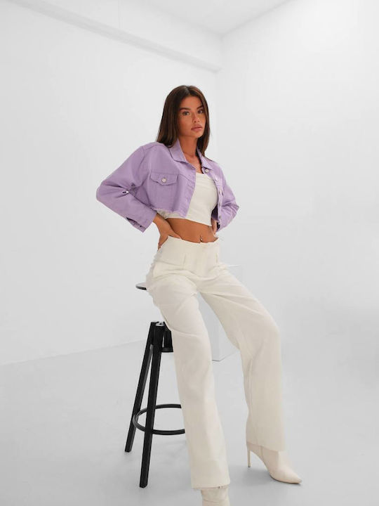 Zuschneiden Damen Jeansjacke Purple