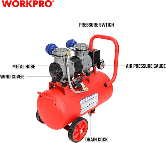WorkPro Luftkompressor mit Lufttank 24Es WP425001