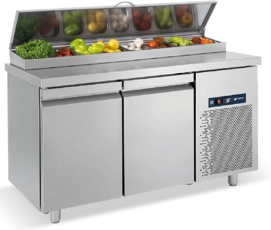 Bambas Frost Frigider Inoxidabil de Banc Salată 368lt cu 2 Uși și Unitate de Răcire 0/+10°C L155xl70xH85cm PIM 155