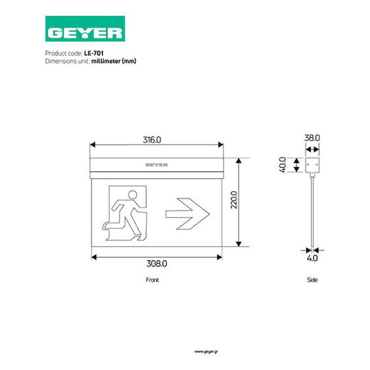 Geyer LED Φωτιστικό Ασφαλείας