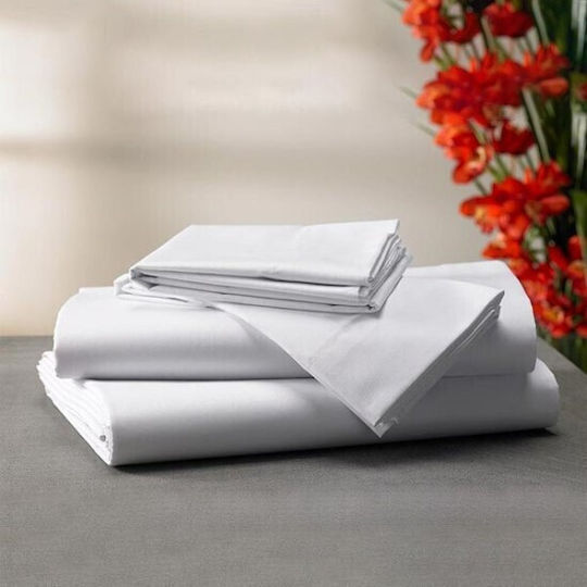 Sunshine Myrto Hotel Sheet White King Size 260x290cm Cotton & Polyester 1pcs