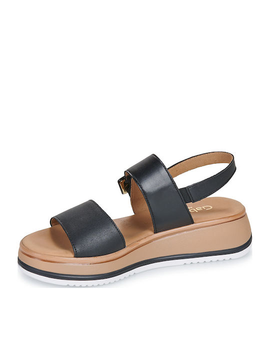 Leder Flache Sandalen für Damen in Schwarz Farbe