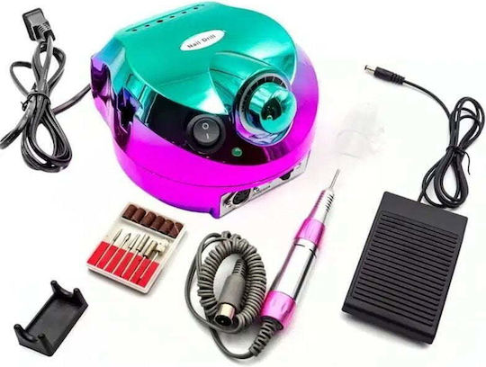 DM-202 Nail Drill Power 30W Green with Pedal with 20000 Rotations per Minute Green Pink