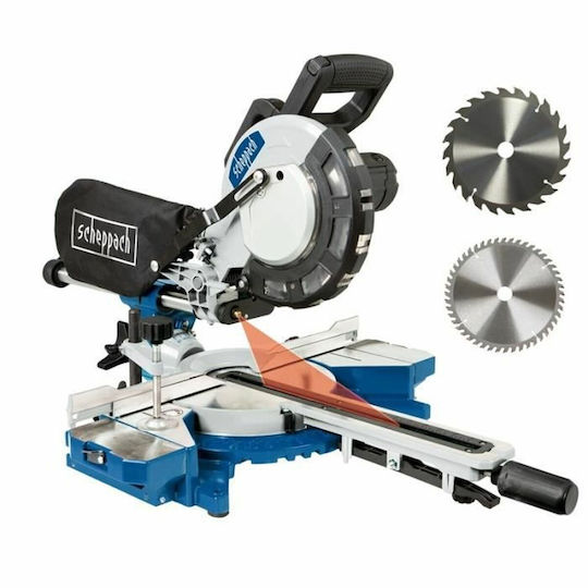 Scheppach Kapp- und Gehrungssäge Elektrisch 2000W mit Schnittführung Laser & Scheibendurchmesser 216mm